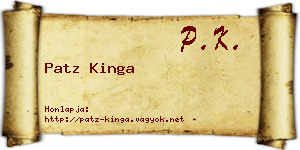 Patz Kinga névjegykártya